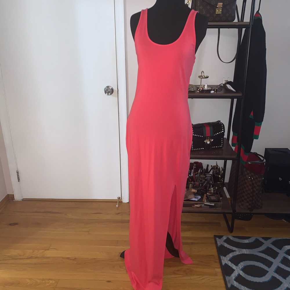 Coral Criss Cross Back Maxi Dress - Picture 1 of 3